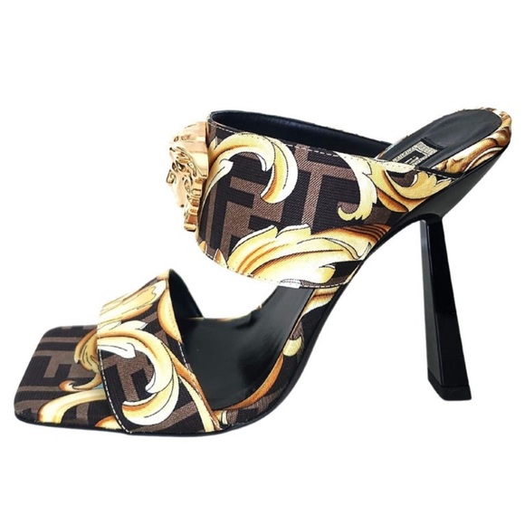 Fendi X Versace Fendace Gold Baroque Mules - Picture 2 of 6